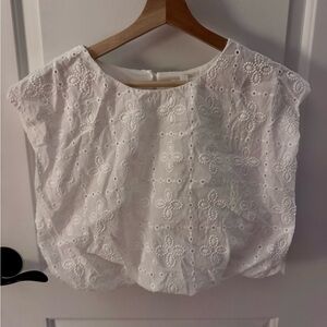 Blu Pepper White Floral Eyelet Blouse
